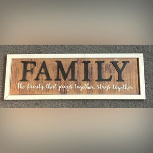 Family that Prays Together Stays Together Wooden Sign 24” x 8” Decor